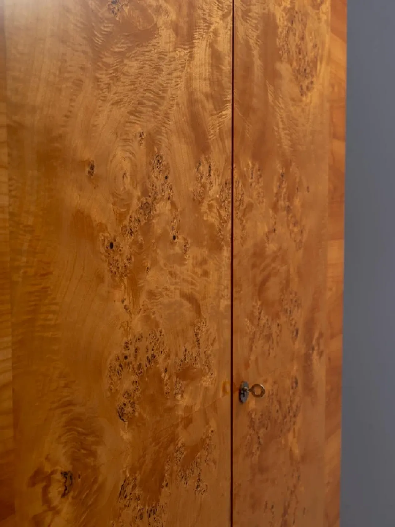 3 Wardrobe cabinet, burl wood veneer, mid-20th century 6