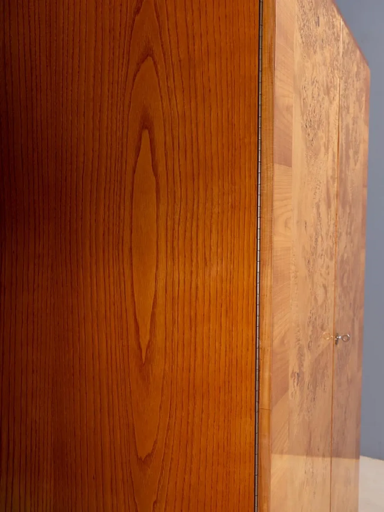 3 Wardrobe cabinet, burl wood veneer, mid-20th century 12