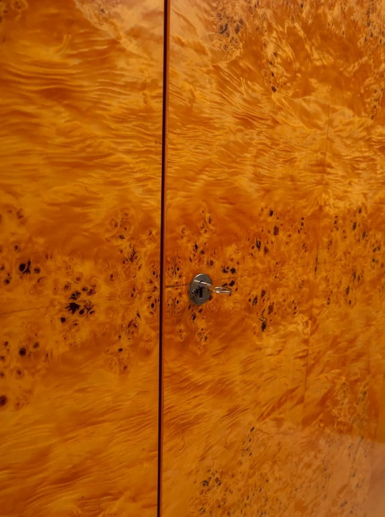 3 Wardrobe cabinet, burl wood veneer, mid-20th century 13