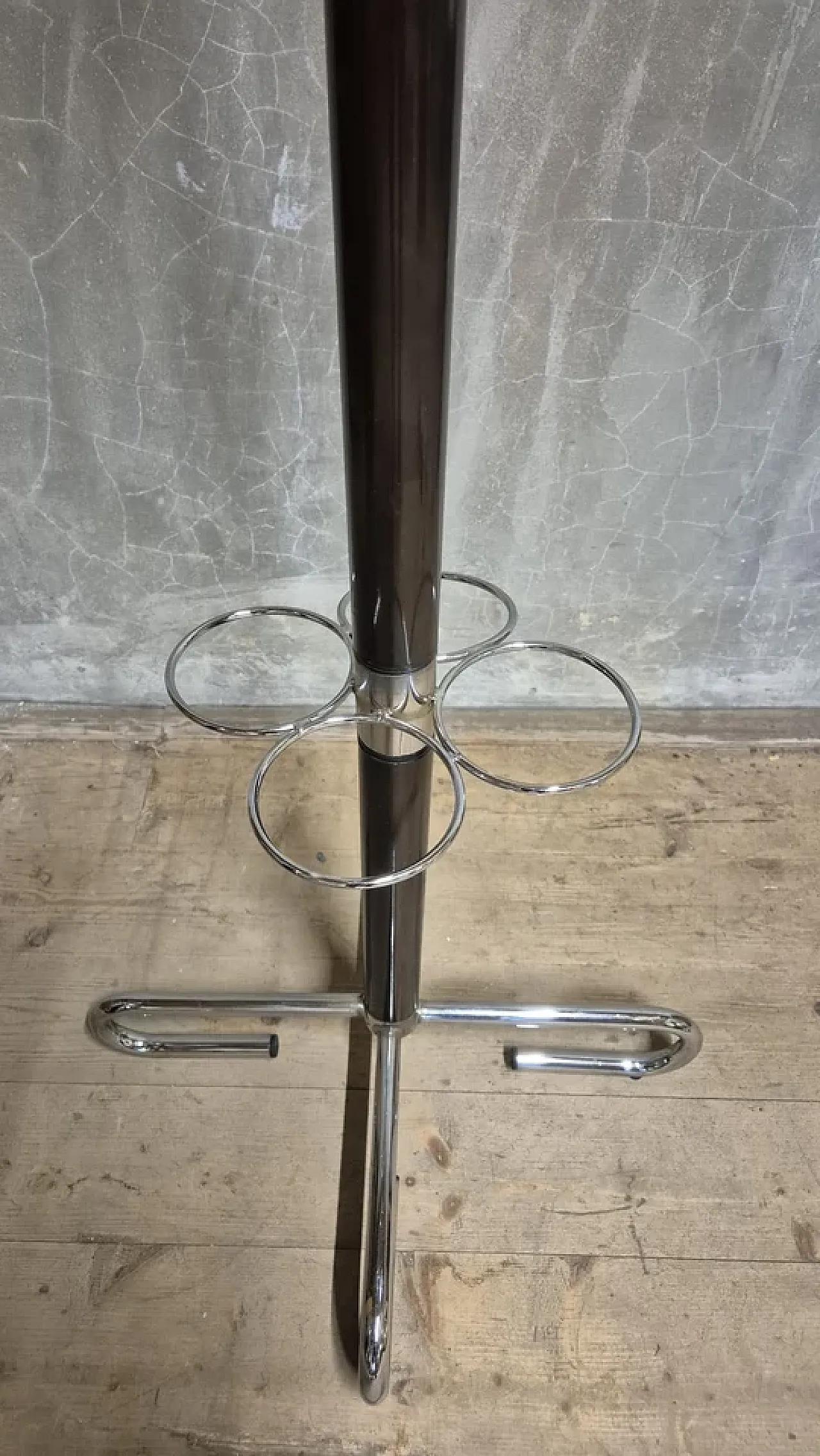 Appendiabiti con portaombrelli, cromato Metallo e legno, metà '900 2
