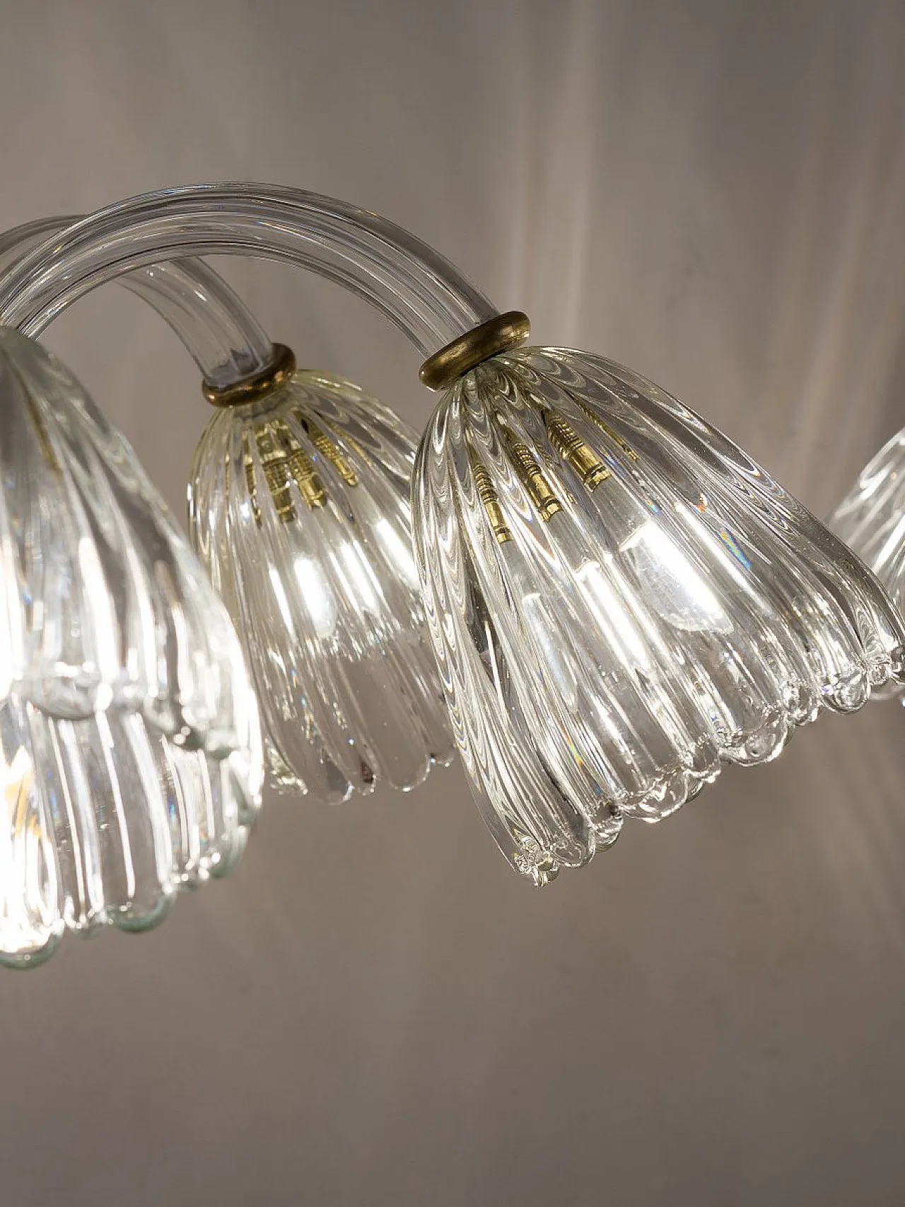 Pair of Murano glass chandeliers attributed to Barovier & Toso, 1940s 9