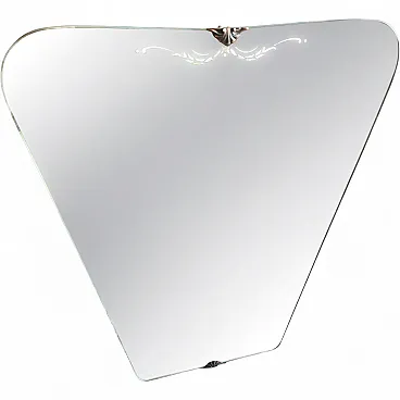 Gio Ponti style Art Deco etched glass and brass wall mirror, 1930s