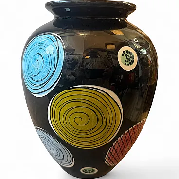 Gio Ponti hand-painted majolica vase by Schramberg, 1950s