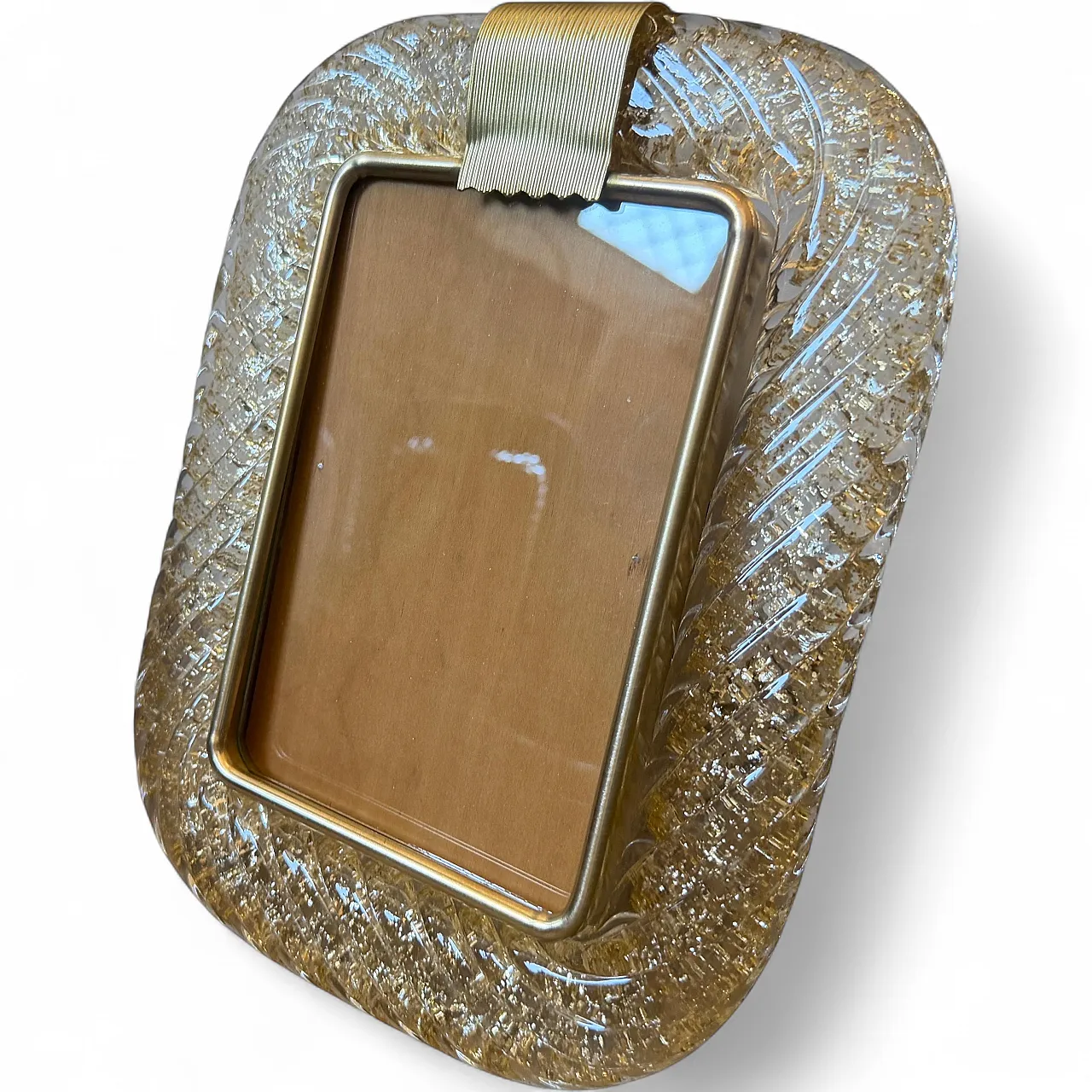 Barovier brass and gold Murano glass picture frame, 1990s 11