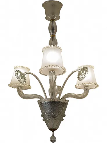 Murano glass 3-light chandelier by Barovier & Toso, 1940s