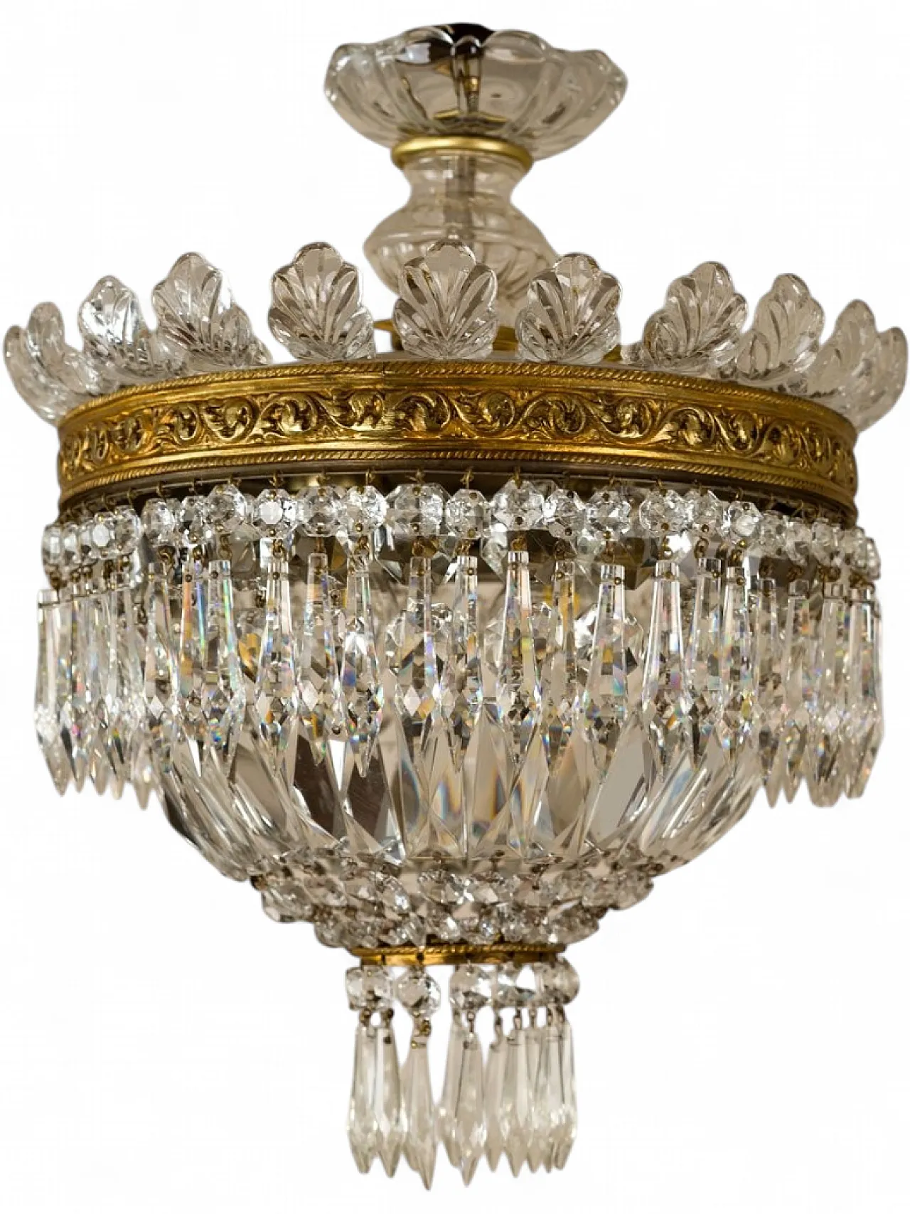 Empire style Bohemian crystal ceiling light, 1940s 12