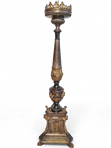 Altar candlesticks in silver and gilded metal, 19th century
