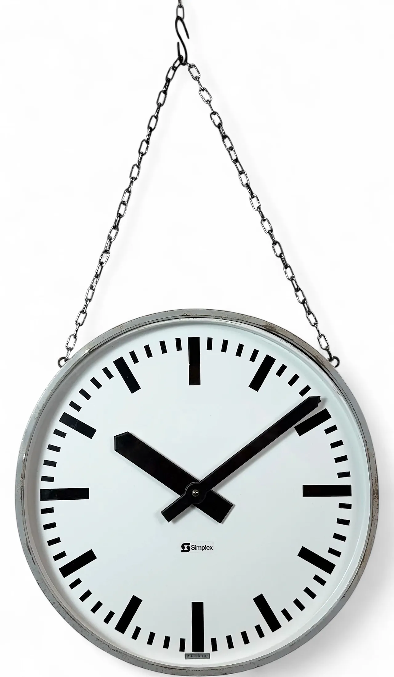 Industrial double sided railway or factory clock by Simlex, 1960s 19