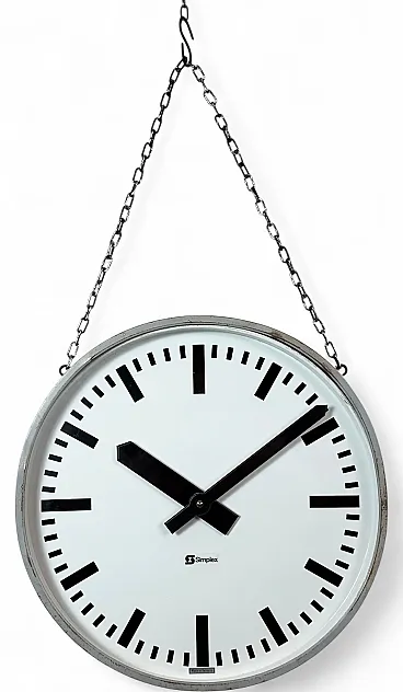 Orologio industriale bifacciale di Simlex, anni '60