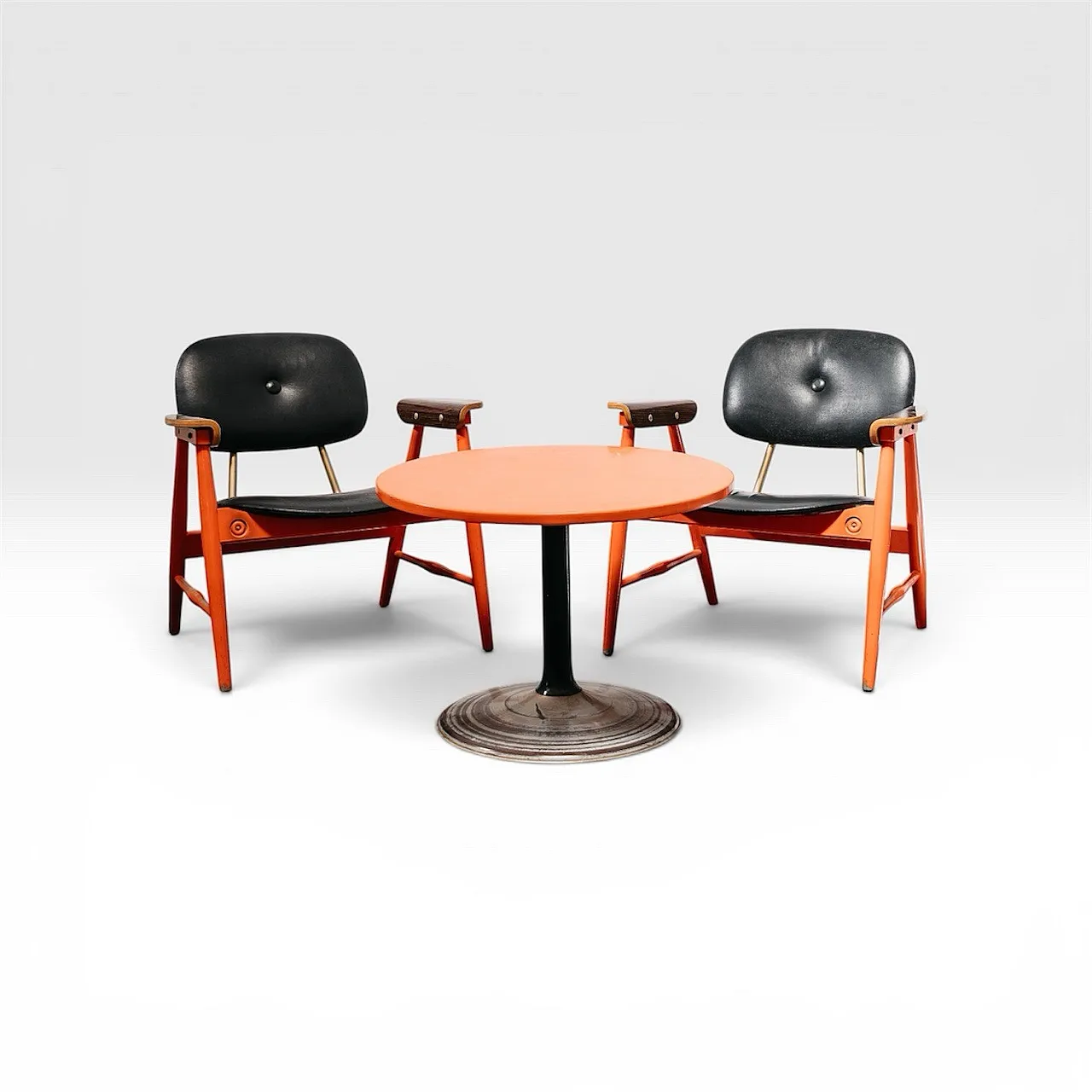 Pair of Armchairs and Coffee Table by Marco Zanuso for Poltronova, 70s 1
