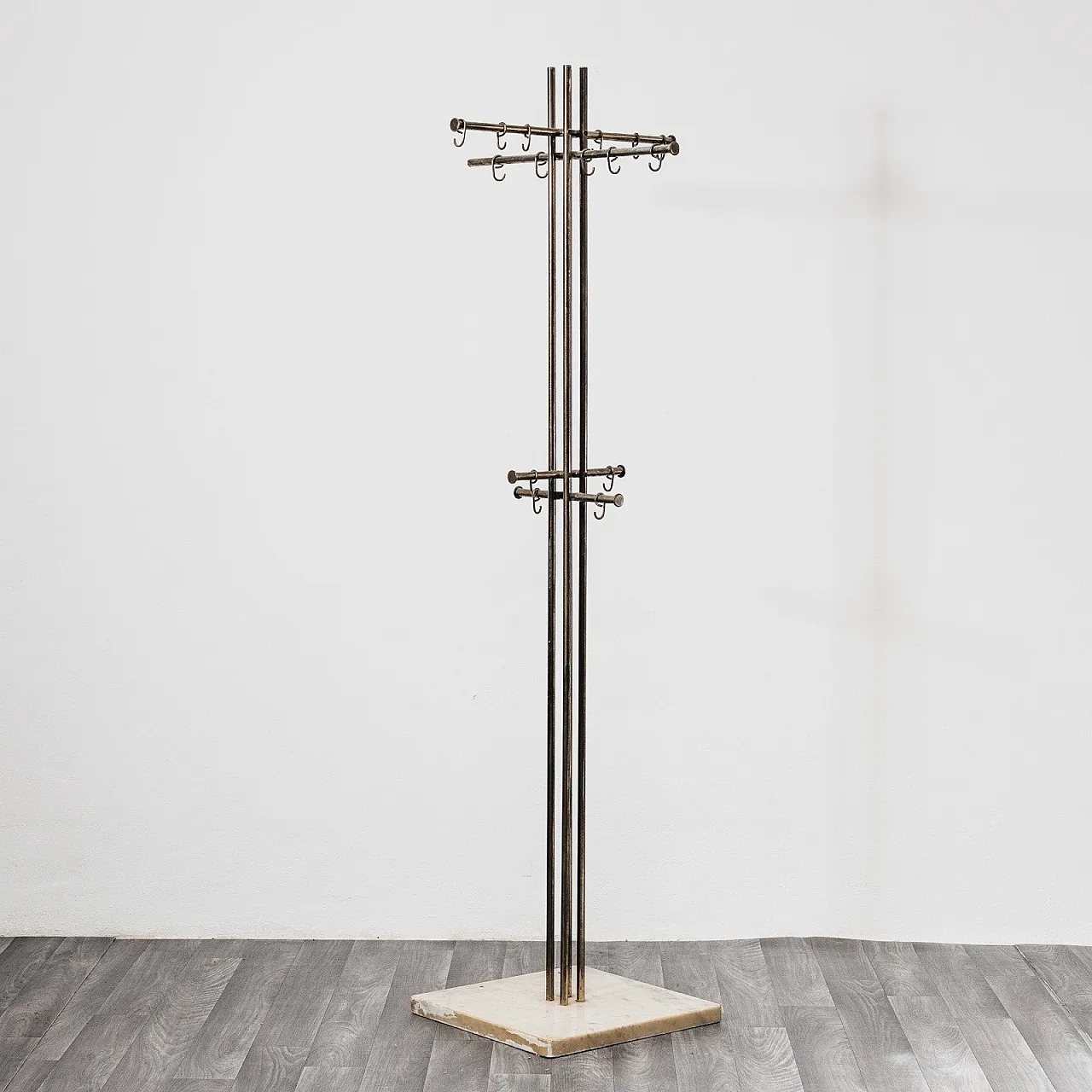 Renato Zevi Metalarte Marble and Brass Coat Rack Modern Design 1