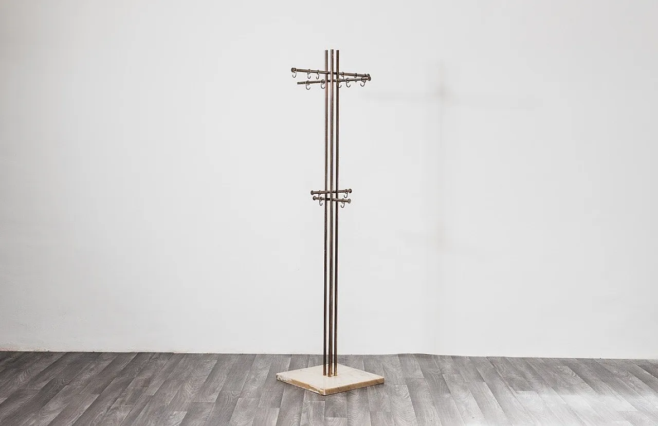 Renato Zevi Metalarte Marble and Brass Coat Rack Modern Design 3