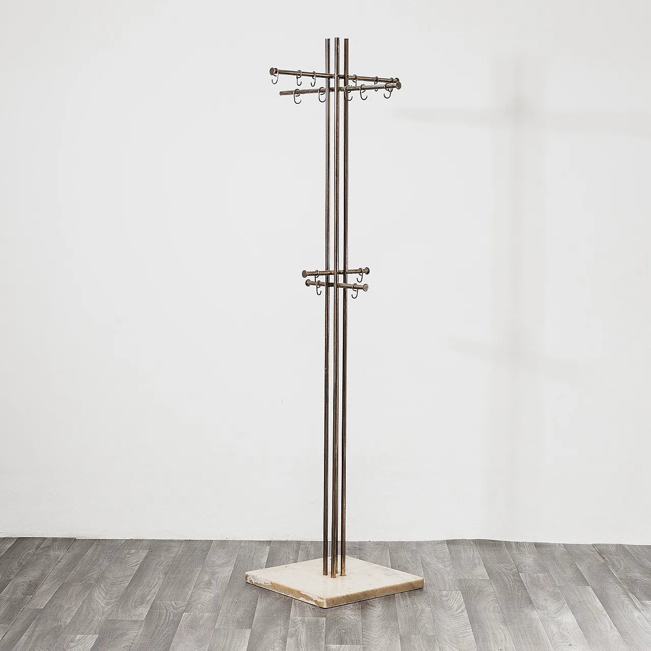 Renato Zevi Metalarte Marble and Brass Coat Rack Modern Design 6