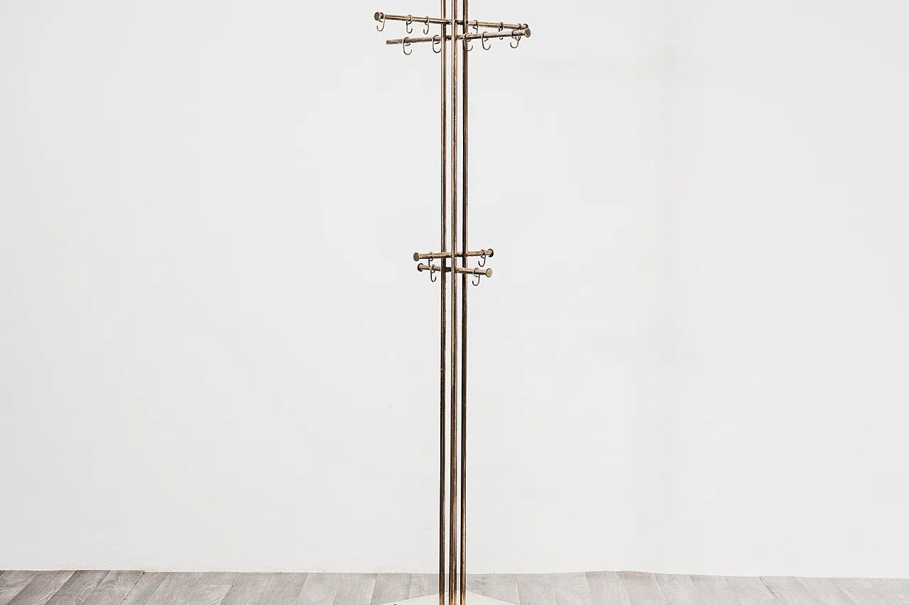 Renato Zevi Metalarte Marble and Brass Coat Rack Modern Design 12