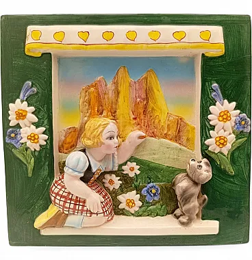 Polychrome ceramic plaque attributed to Tarciso Tosin, 1950s