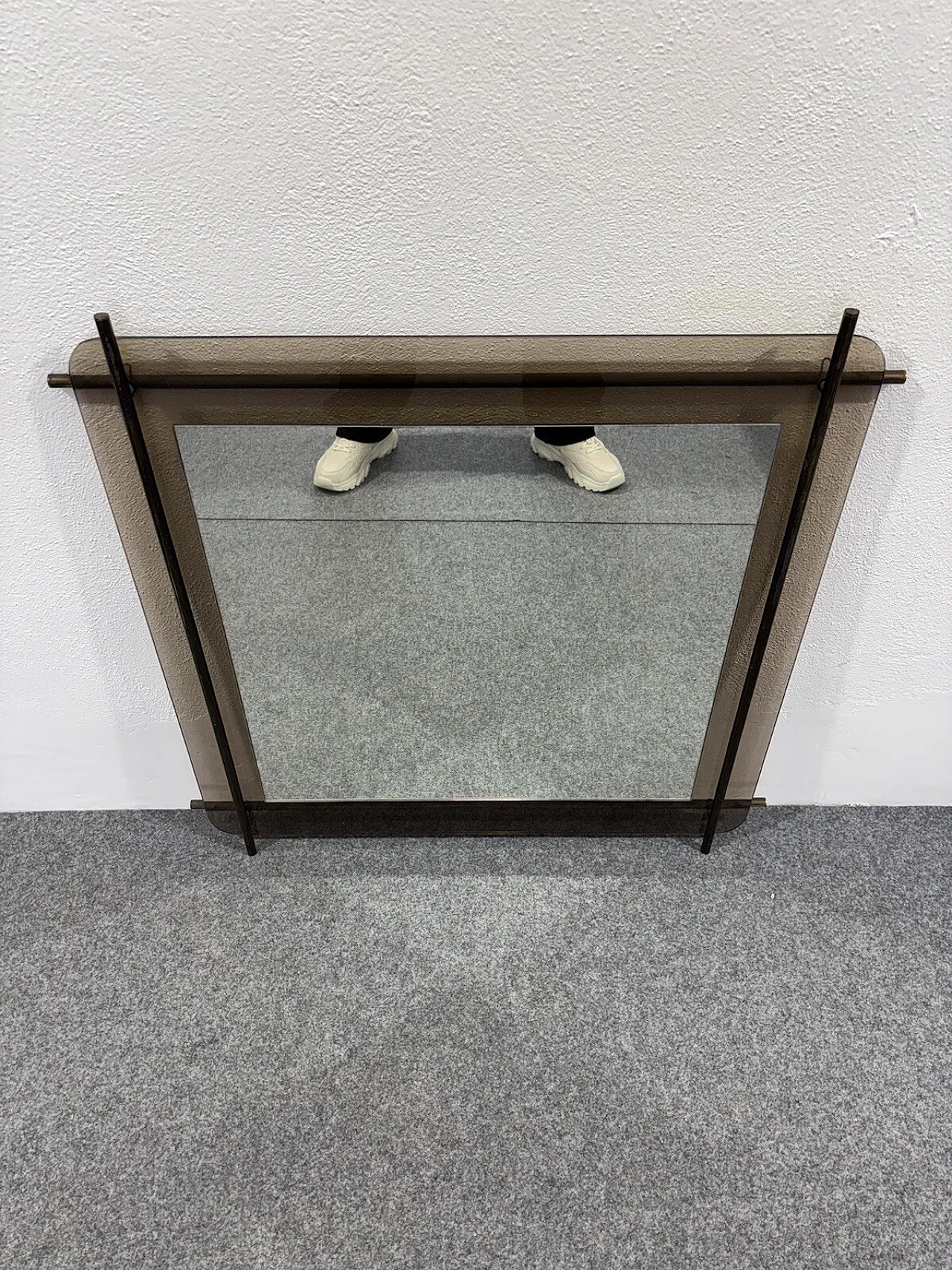 Renato Zevi Metalarte Specchio Vetro E Ottone Design Modernariato 3