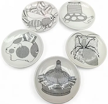 5 Ceramic plates, Animals Series, PIERO FORNASETTI, 1960s