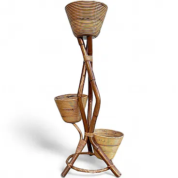 Bamboo and rattan planter, 1950s