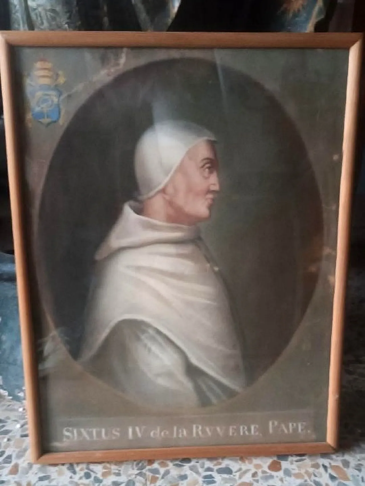 Portrait of Pope Sixtus VI, tempera on paper, 18th century 3