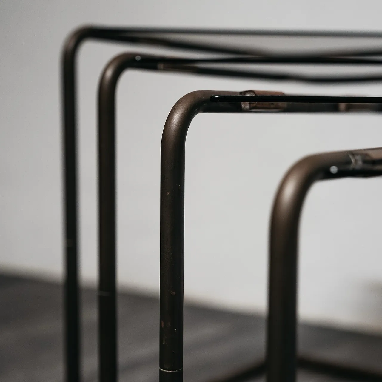 Set of 4 Modular Metal and Glass Coffee Tables, 1960s Modern Design 3