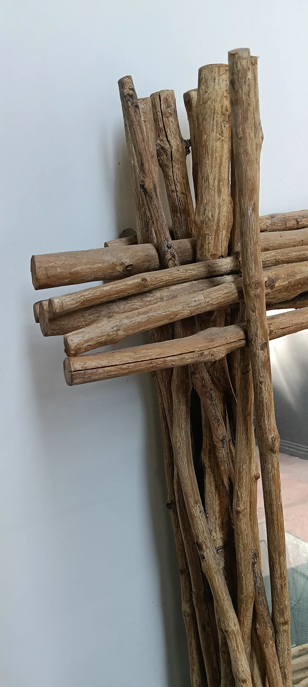 Specchio pezzo unico cornice rami legno 2