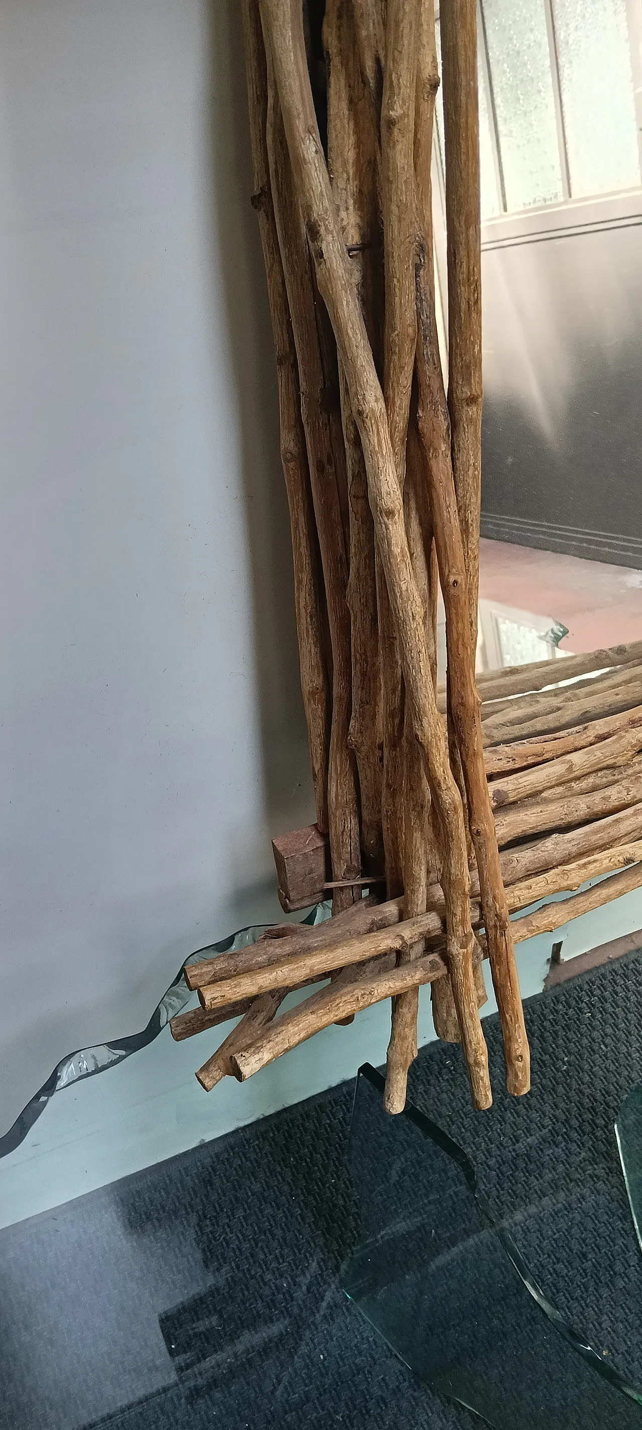 Specchio pezzo unico cornice rami legno 3