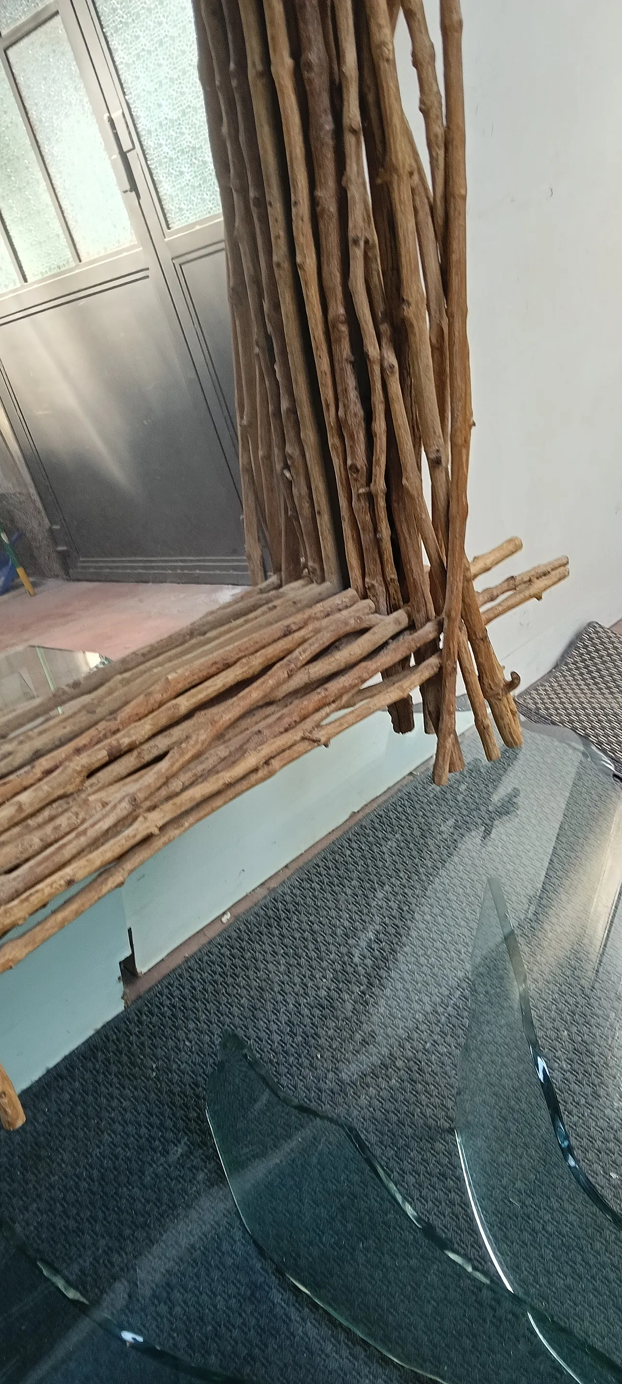 Specchio pezzo unico cornice rami legno 4