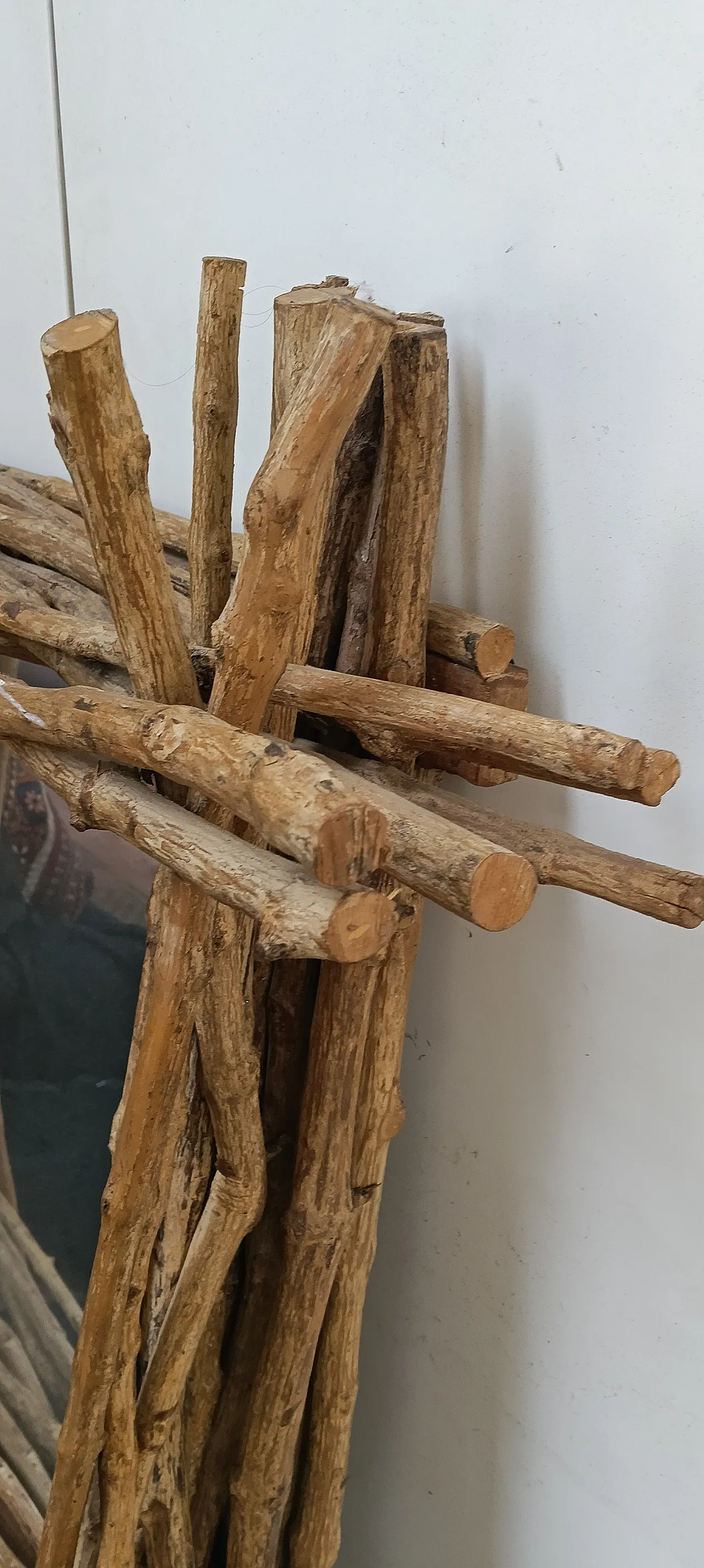 Specchio pezzo unico cornice rami legno 5