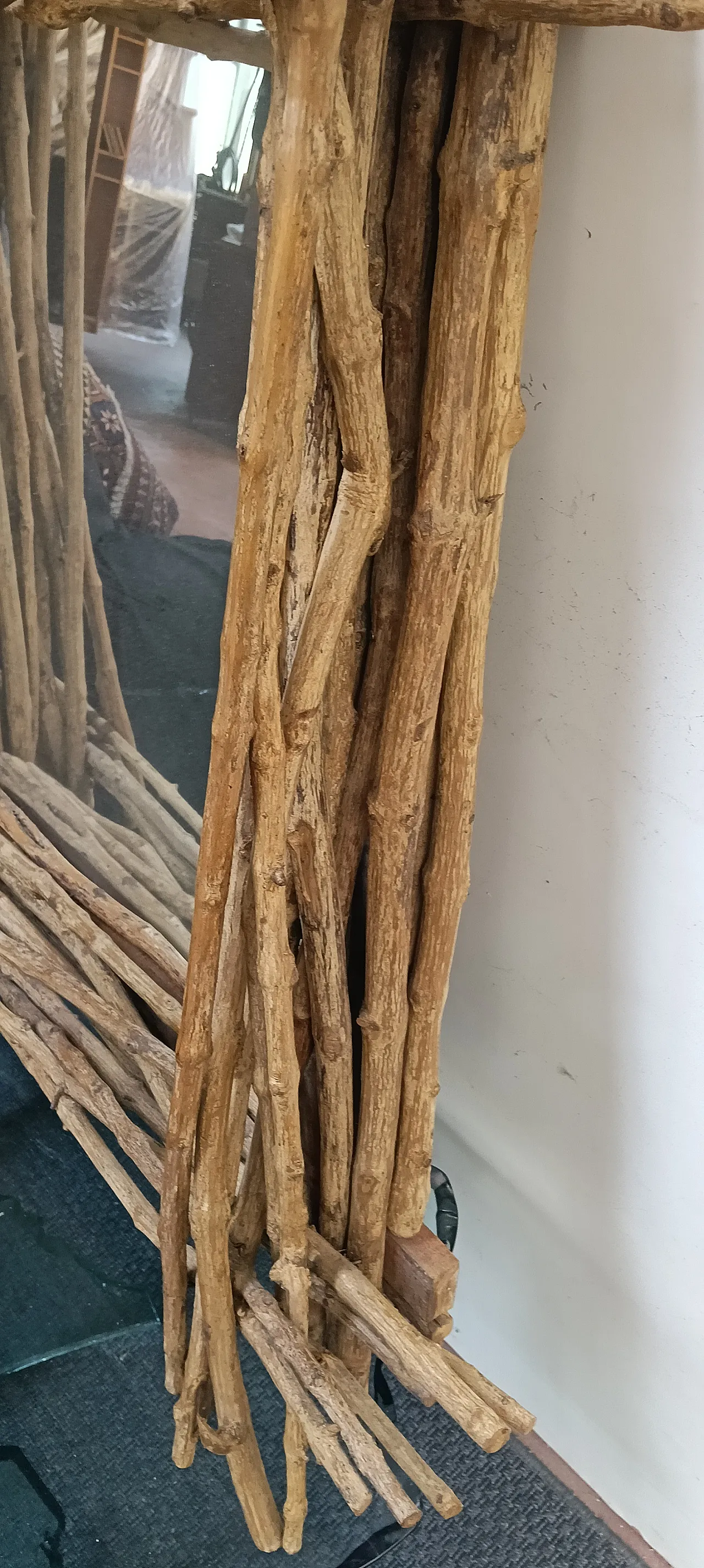 Specchio pezzo unico cornice rami legno 6