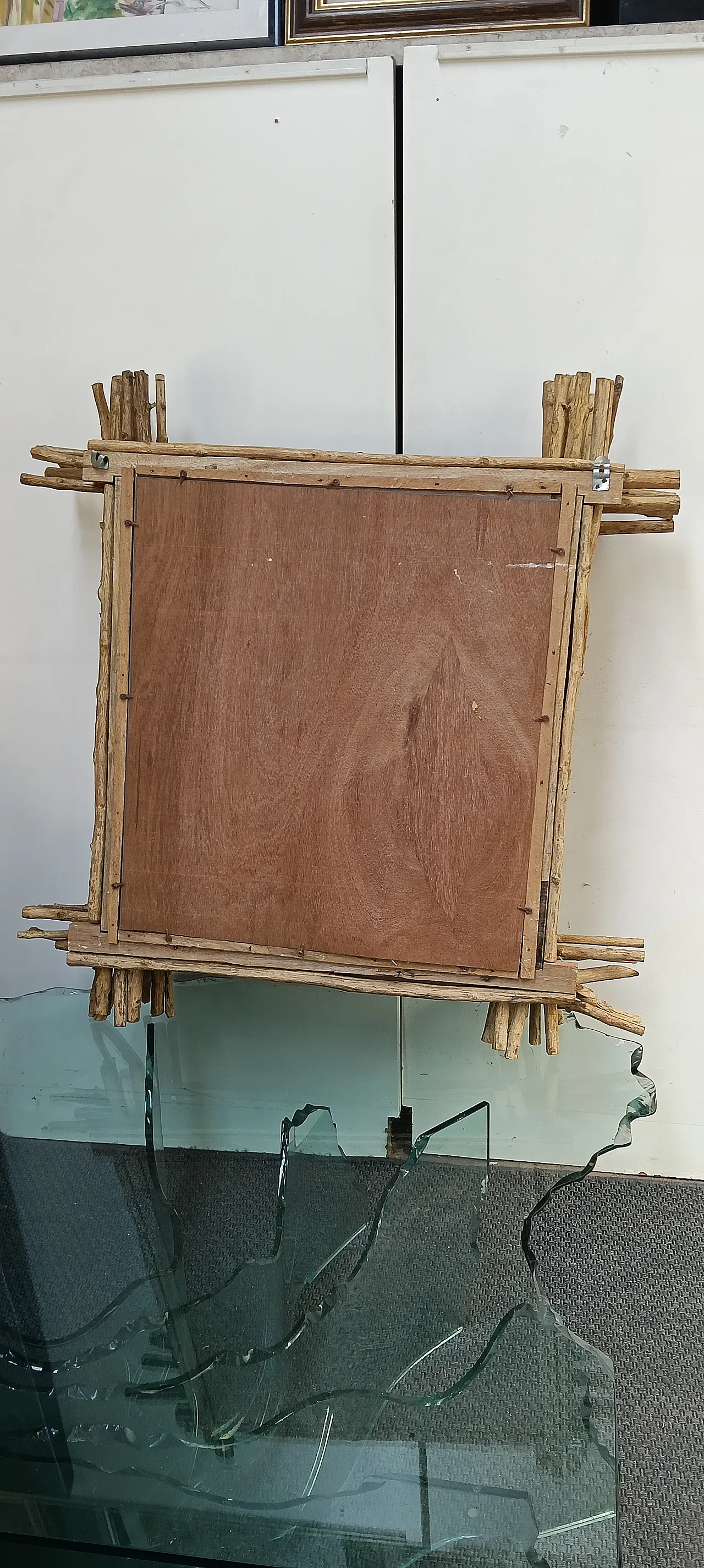 Specchio pezzo unico cornice rami legno 10