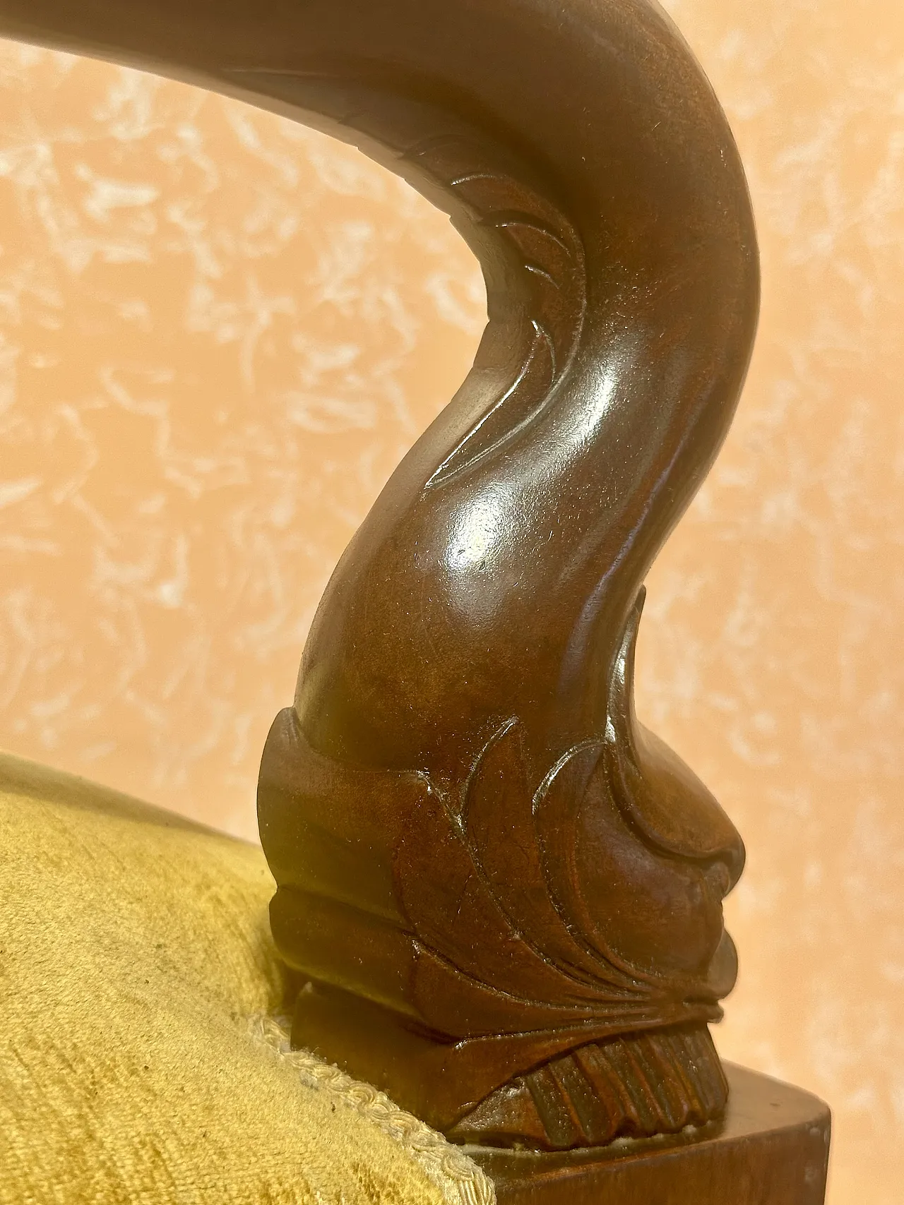 Large Pair of Armchairs with Dolphins, Mahogany, Empire, Genoa, early 19th century 12