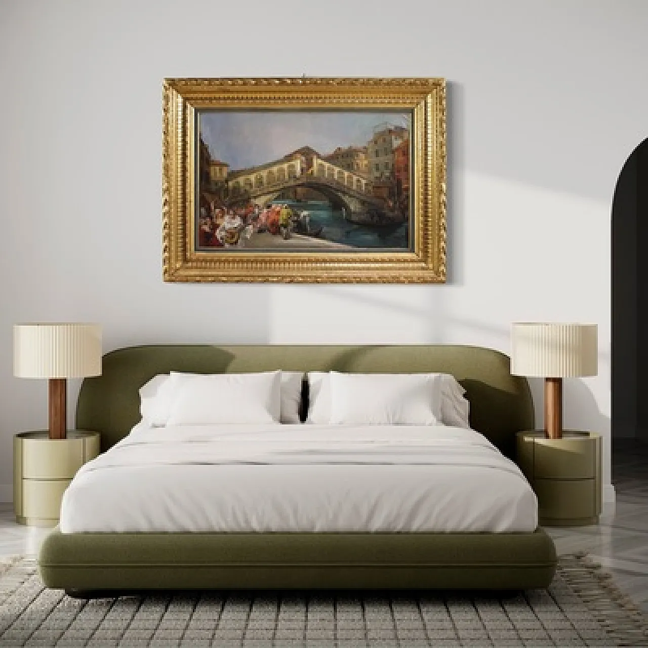 Large 20th-century painting by C. Mannucci, Carnival on the Bridge 13