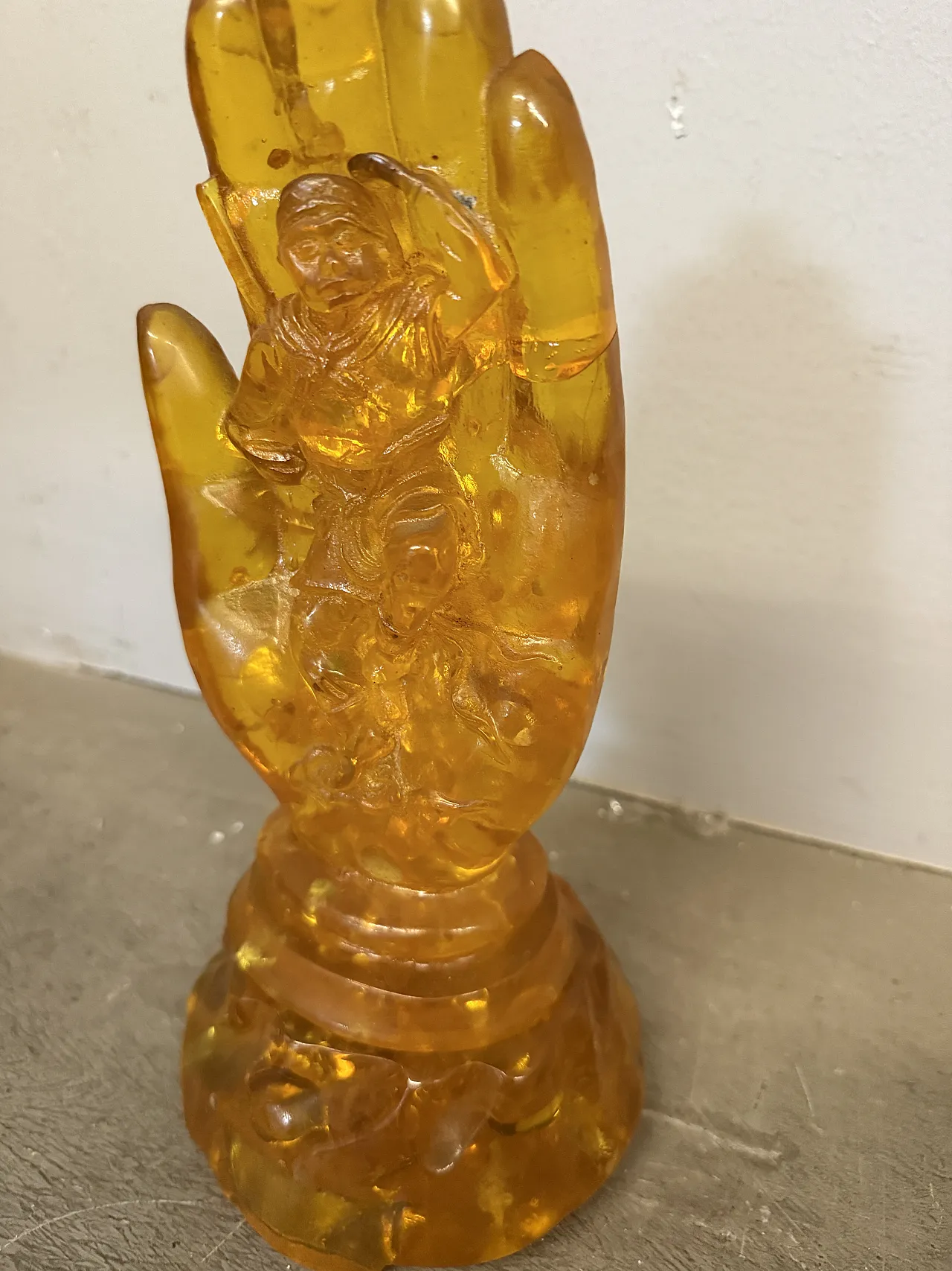 Mano Ambra con scolpito Buddah Cina, ‘900 6