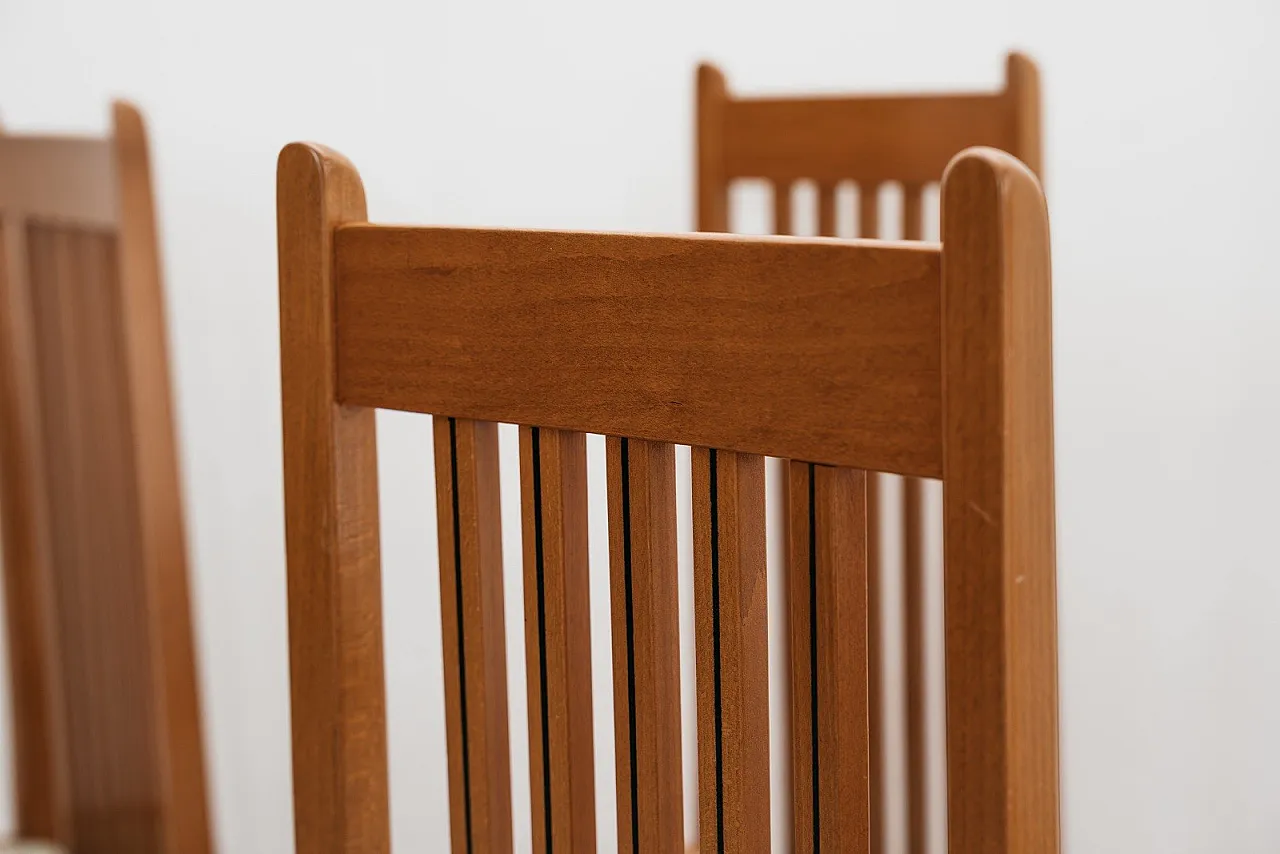 Dining Set 6 Chairs 80s Design Wooden High Back Modern 10