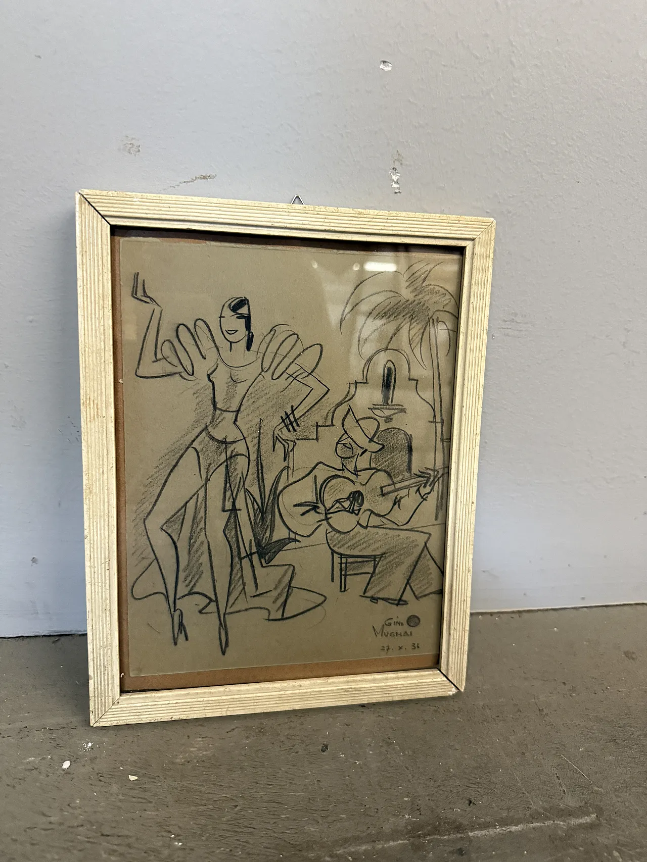 Disegno "Ballerina e suonatore" Gino Mugnai 1934 1