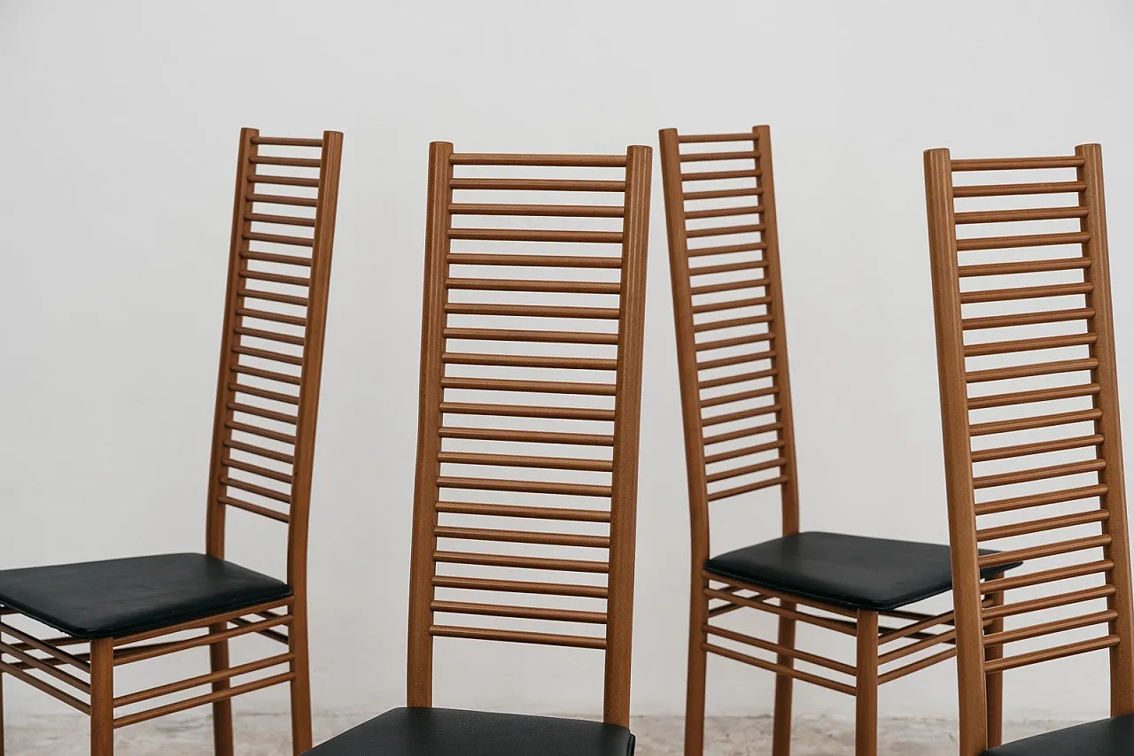Dining Set Consisting of 4 Chairs with Ladder Backrest, 1950s Design 11