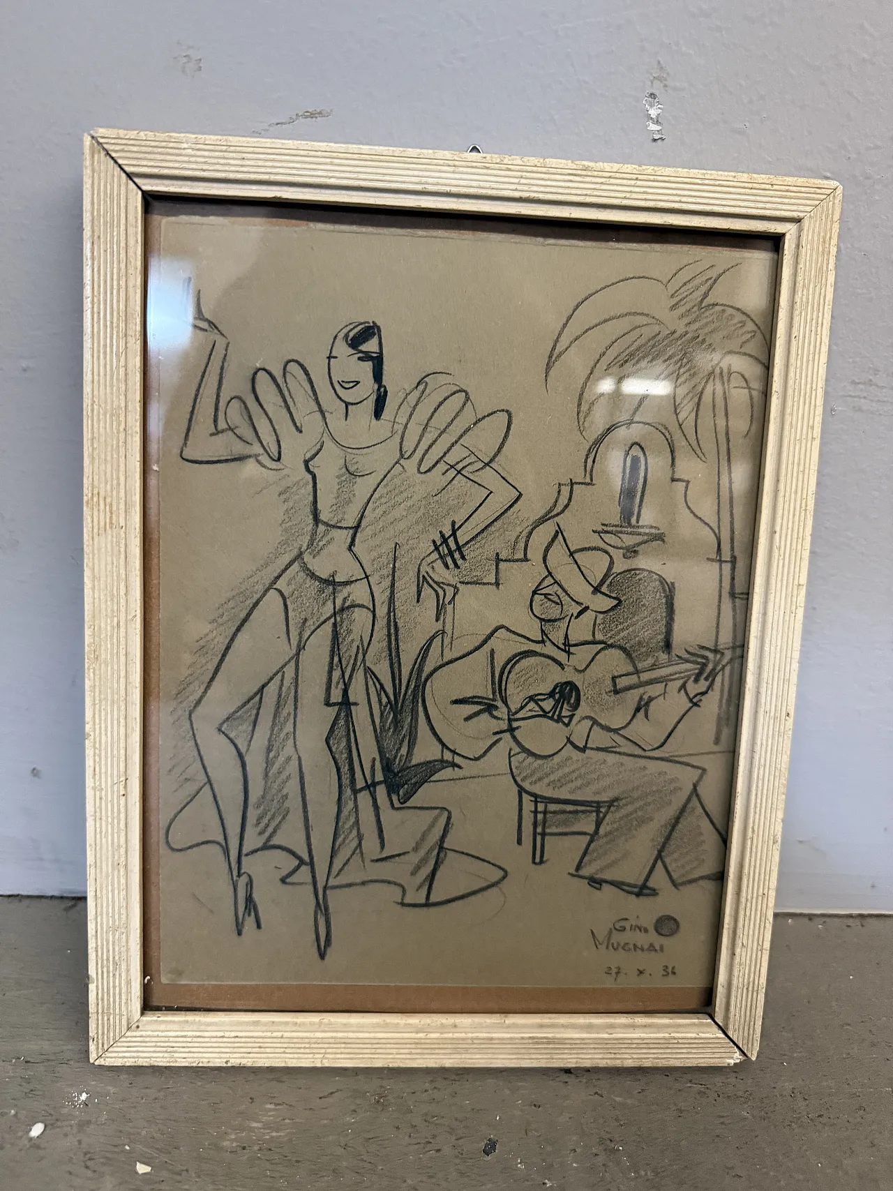 Disegno "Ballerina e suonatore" Gino Mugnai 1934 2