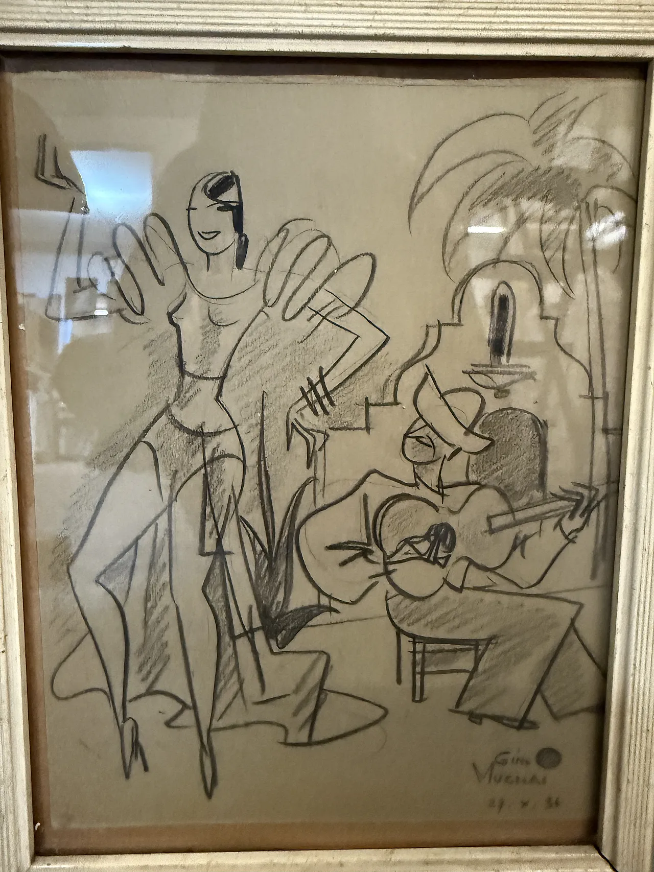 Disegno "Ballerina e suonatore" Gino Mugnai 1934 3