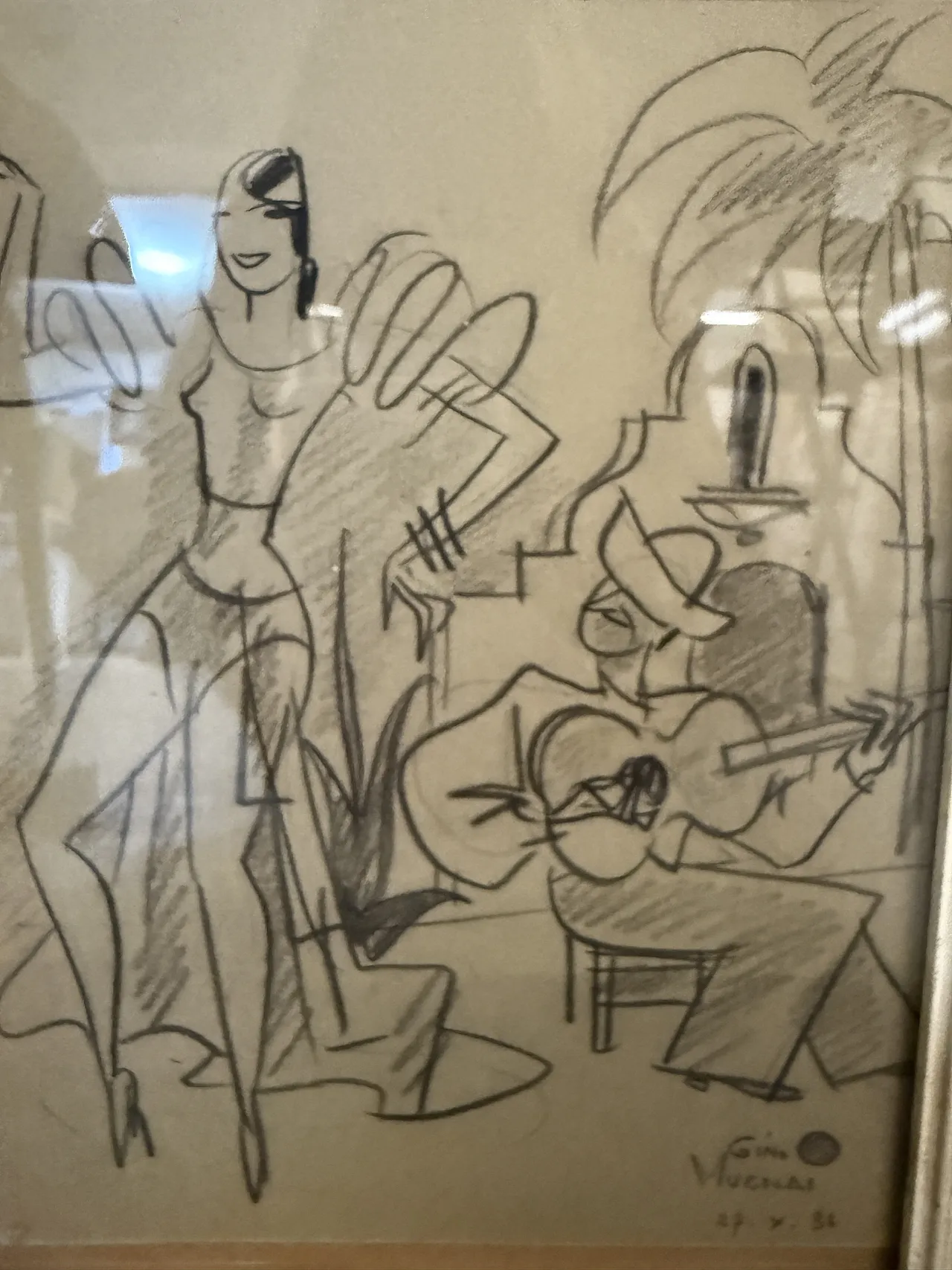 Disegno "Ballerina e suonatore" Gino Mugnai 1934 5