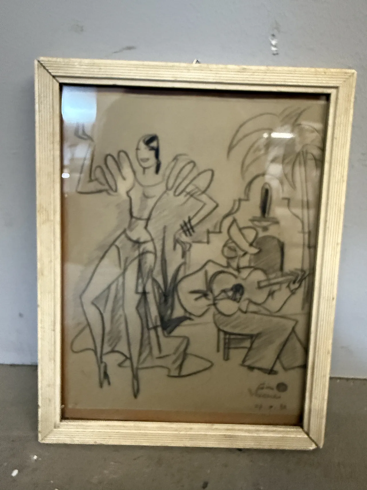 Disegno "Ballerina e suonatore" Gino Mugnai 1934 6