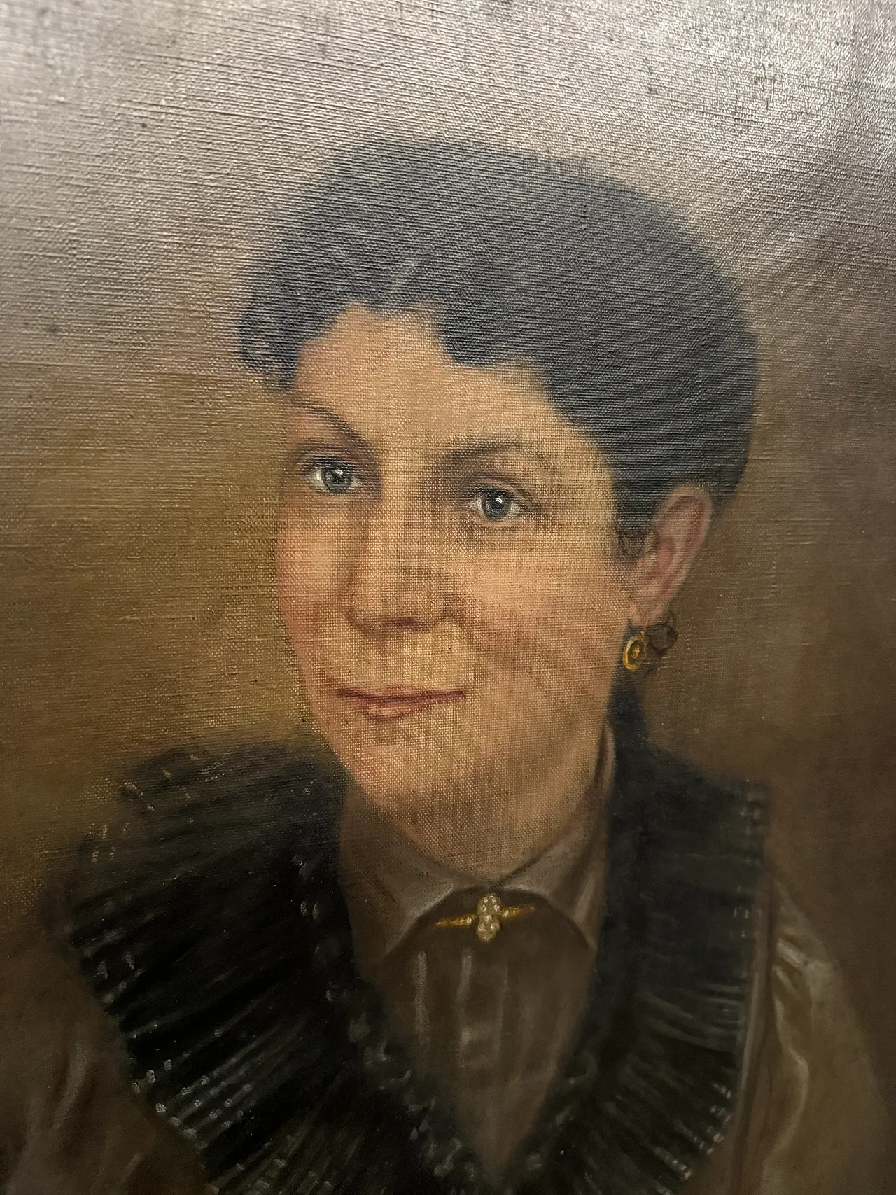 Oil painting on canvas woman's face, Italian school, 19th century 4