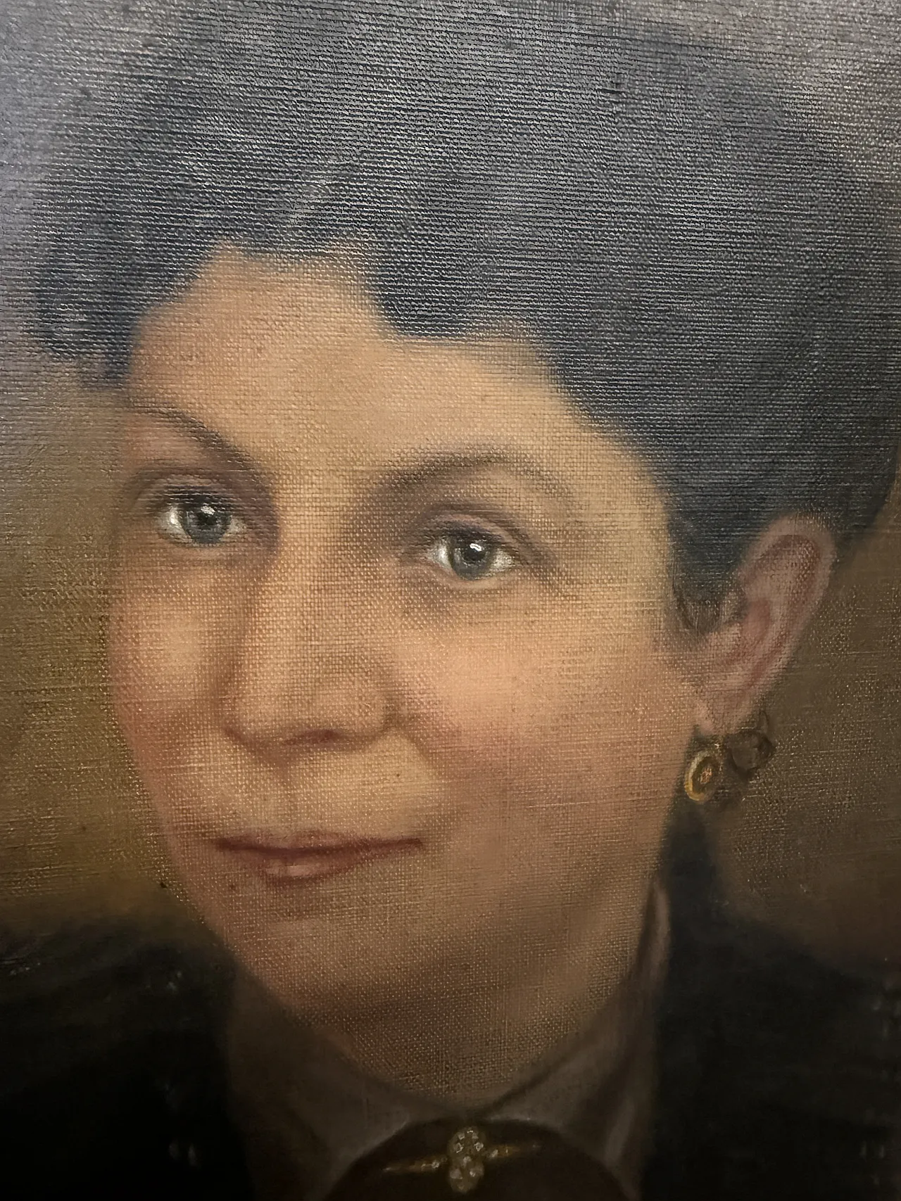 Oil painting on canvas woman's face, Italian school, 19th century 5