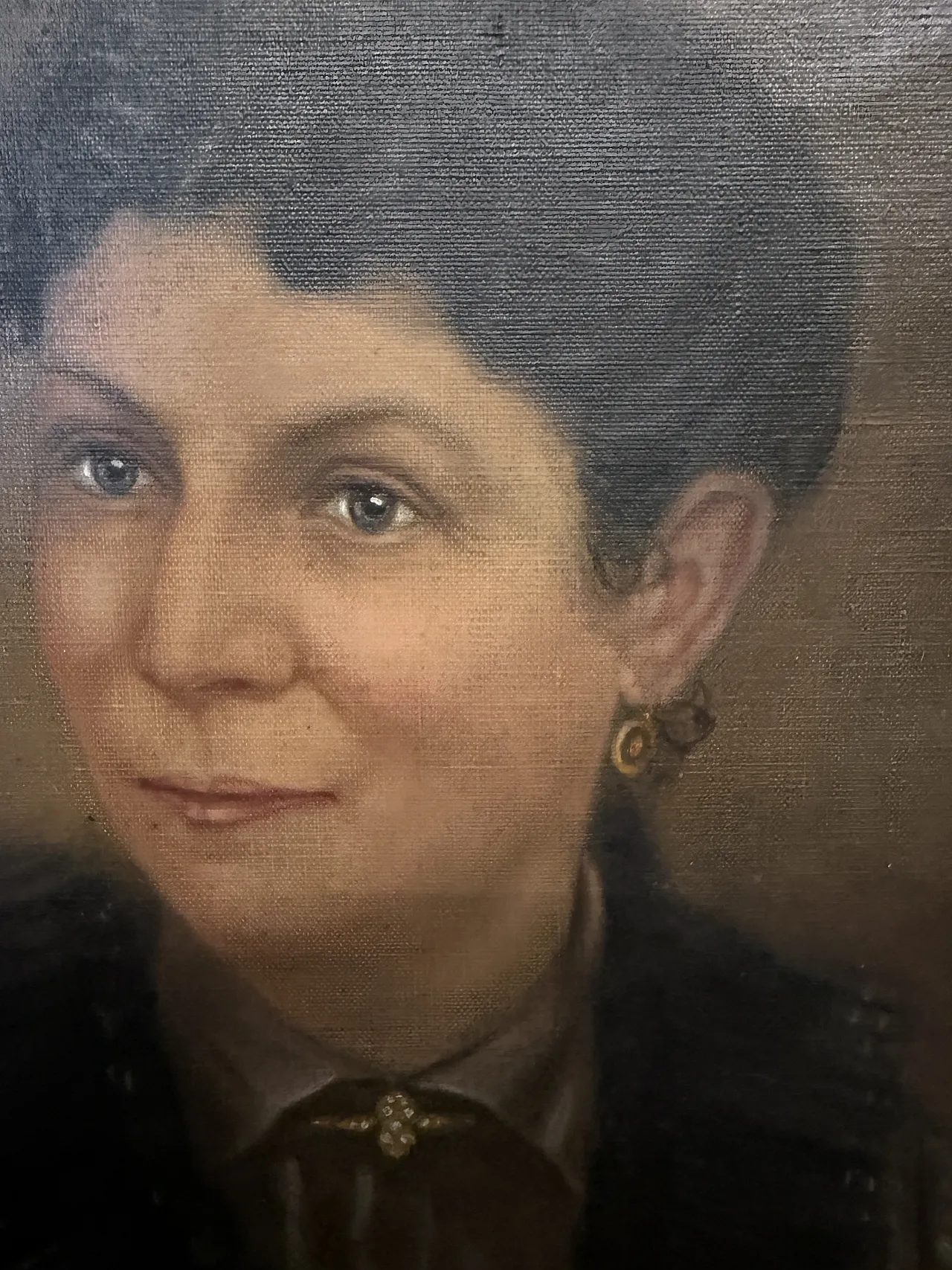 Oil painting on canvas woman's face, Italian school, 19th century 6