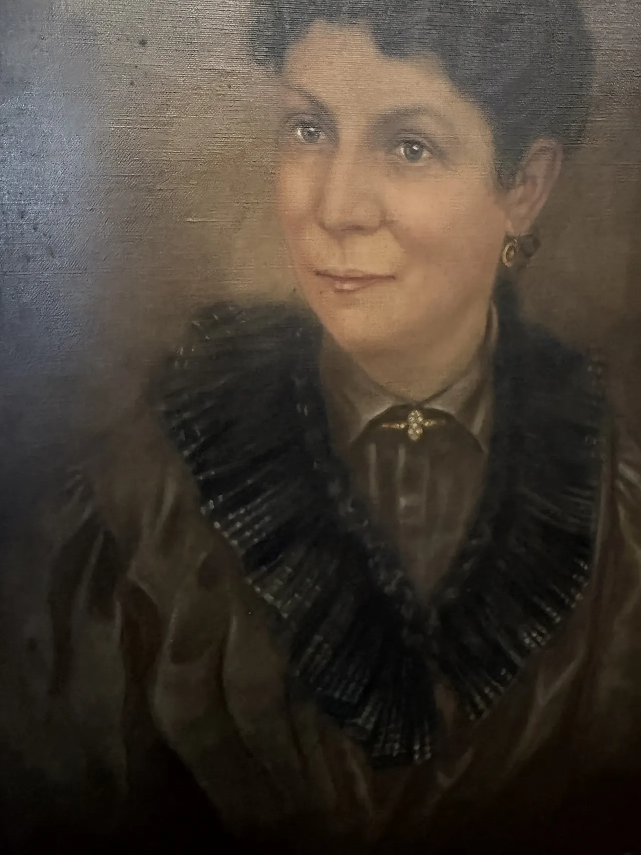 Oil painting on canvas woman's face, Italian school, 19th century 8