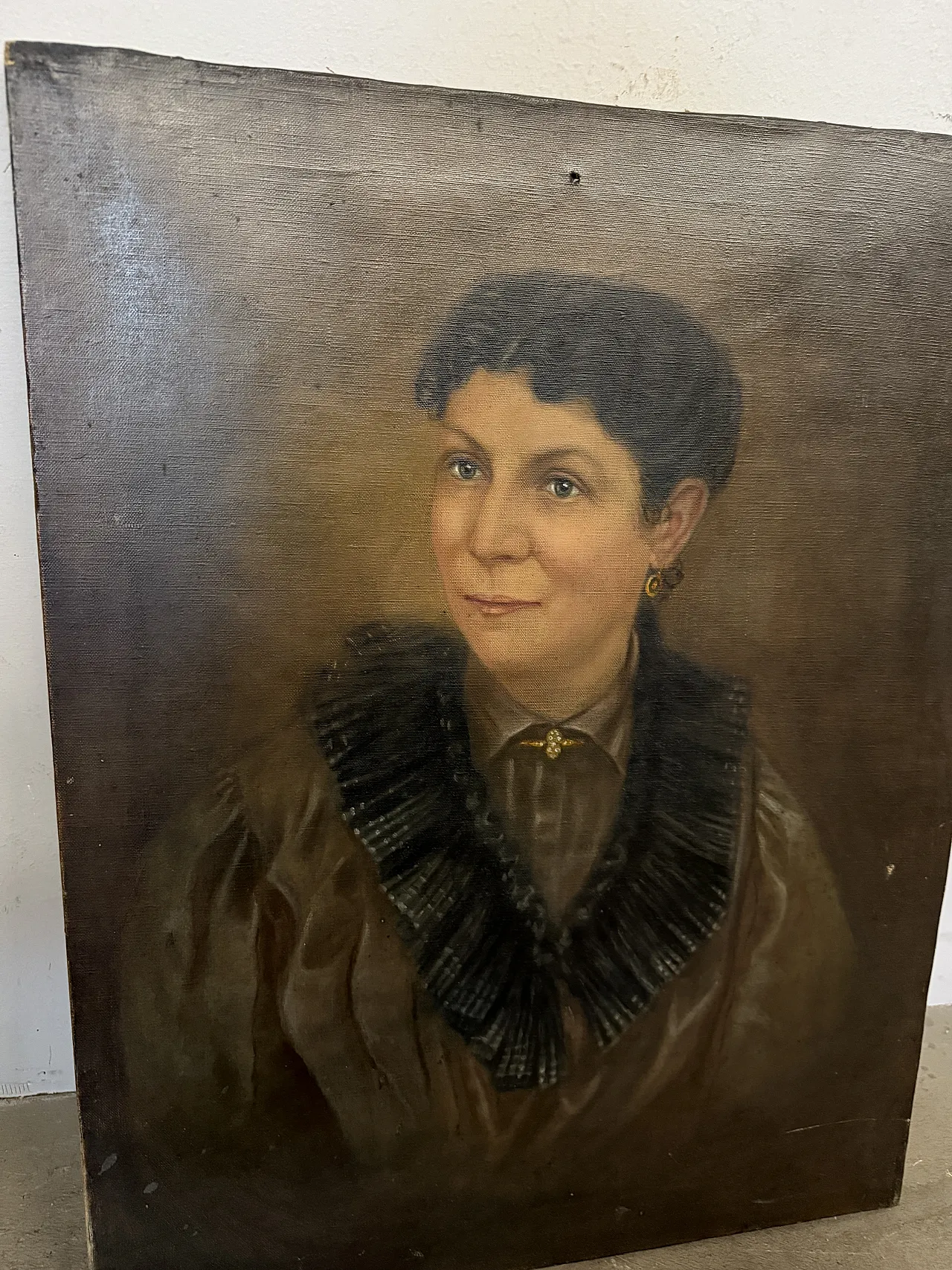 Oil painting on canvas woman's face, Italian school, 19th century 9