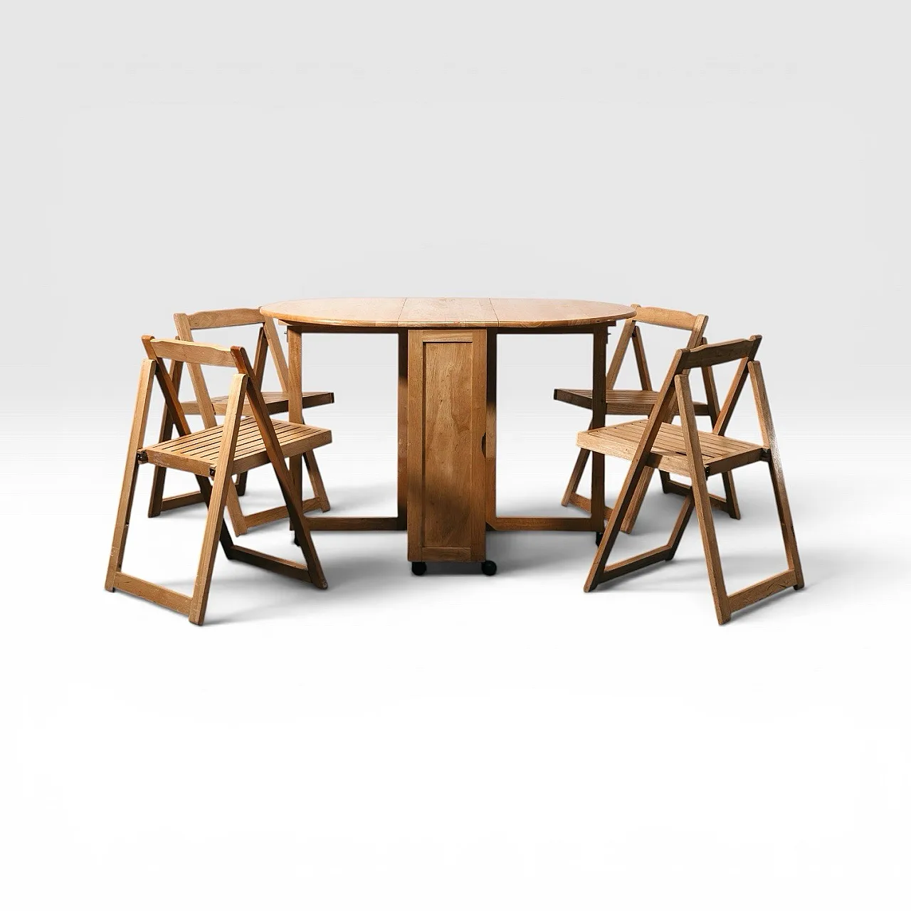 Folding Table and chair set space saver, 1980s 1