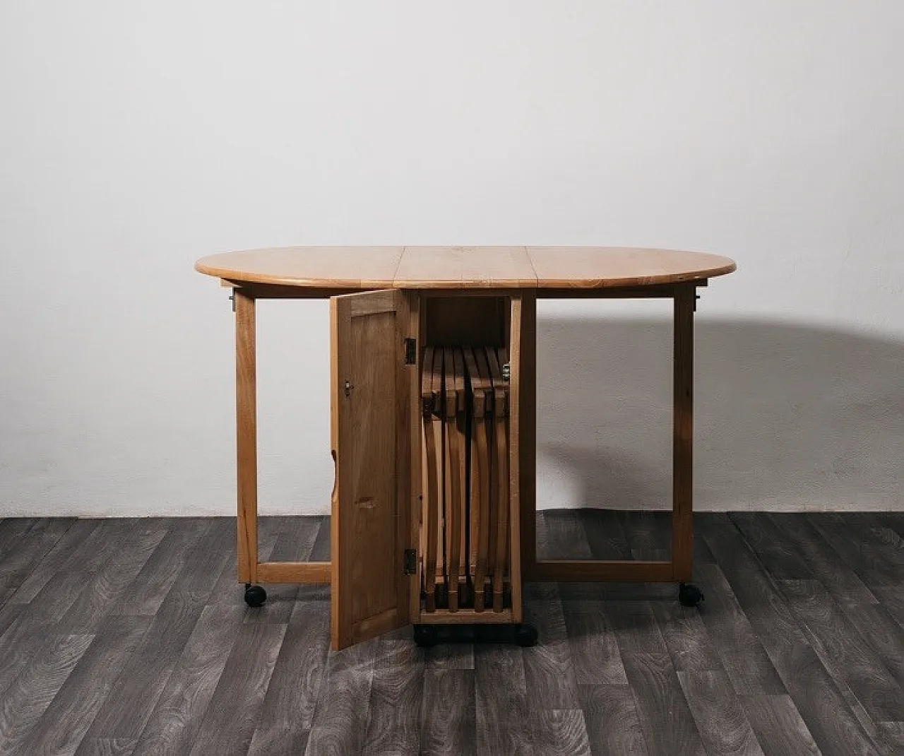 Folding Table and chair set space saver, 1980s 4