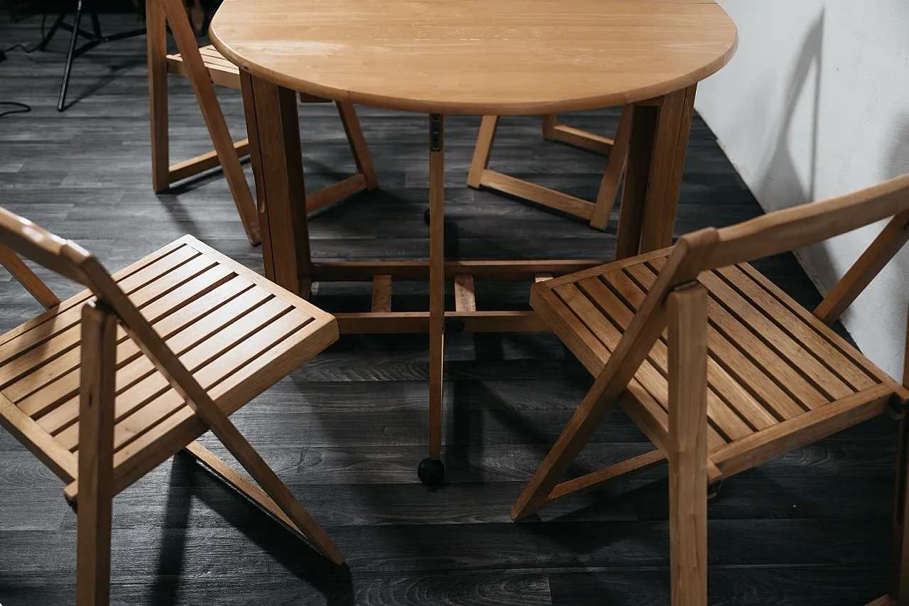 Folding Table and chair set space saver, 1980s 15