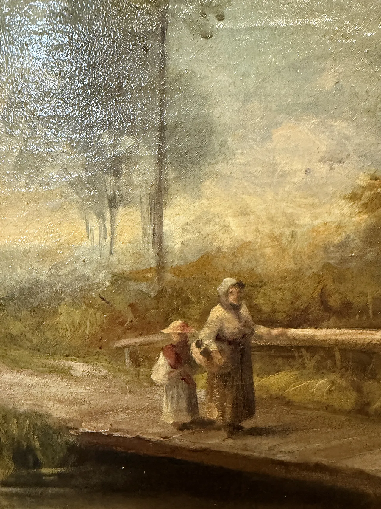 Antique landscape and character painting, 19th century, oil on canvas, 59x42cm. 3