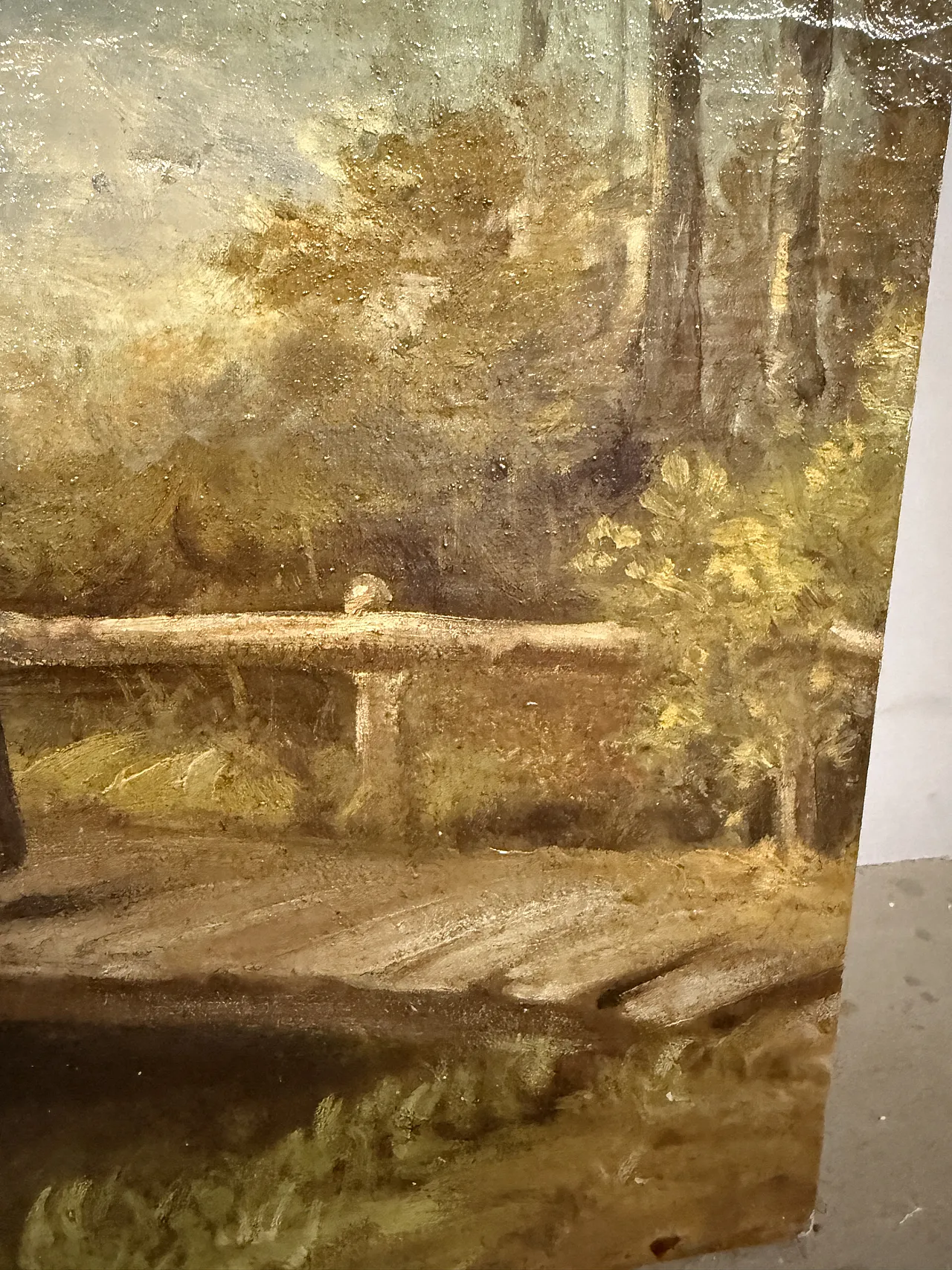 Antique landscape and character painting, 19th century, oil on canvas, 59x42cm. 4